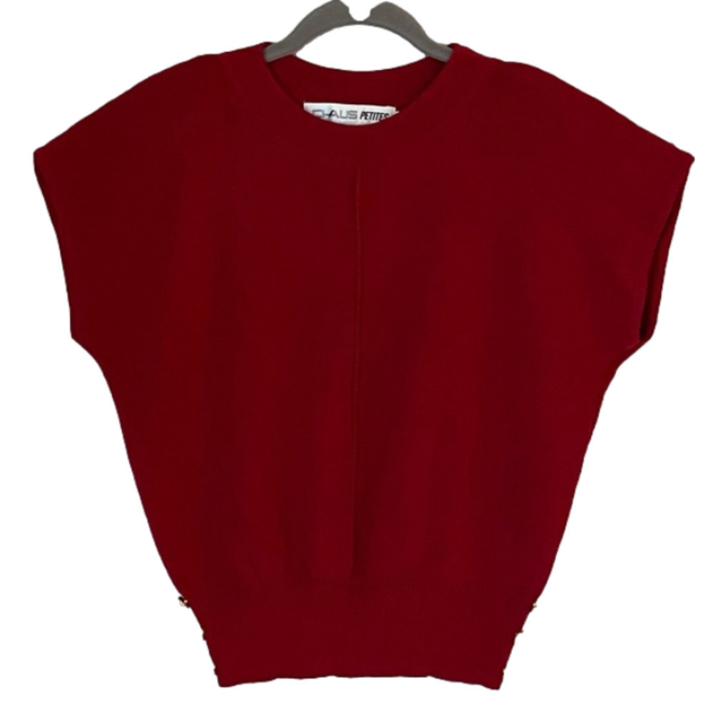 CHAUS PETITES Vintage Sweater Vest Sleeveless Cranberry Red Women Size M